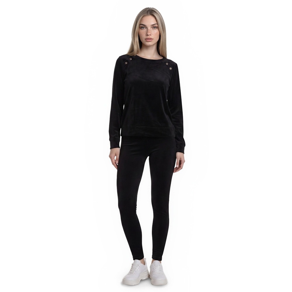 Lilly Pulitzer Black Velour Set Women's Size Medium Crystal Button Top Leggings